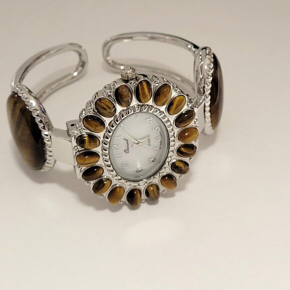 Womens Osirock Brown Stone Cuff Bangle Watch - Picture 1 of 14